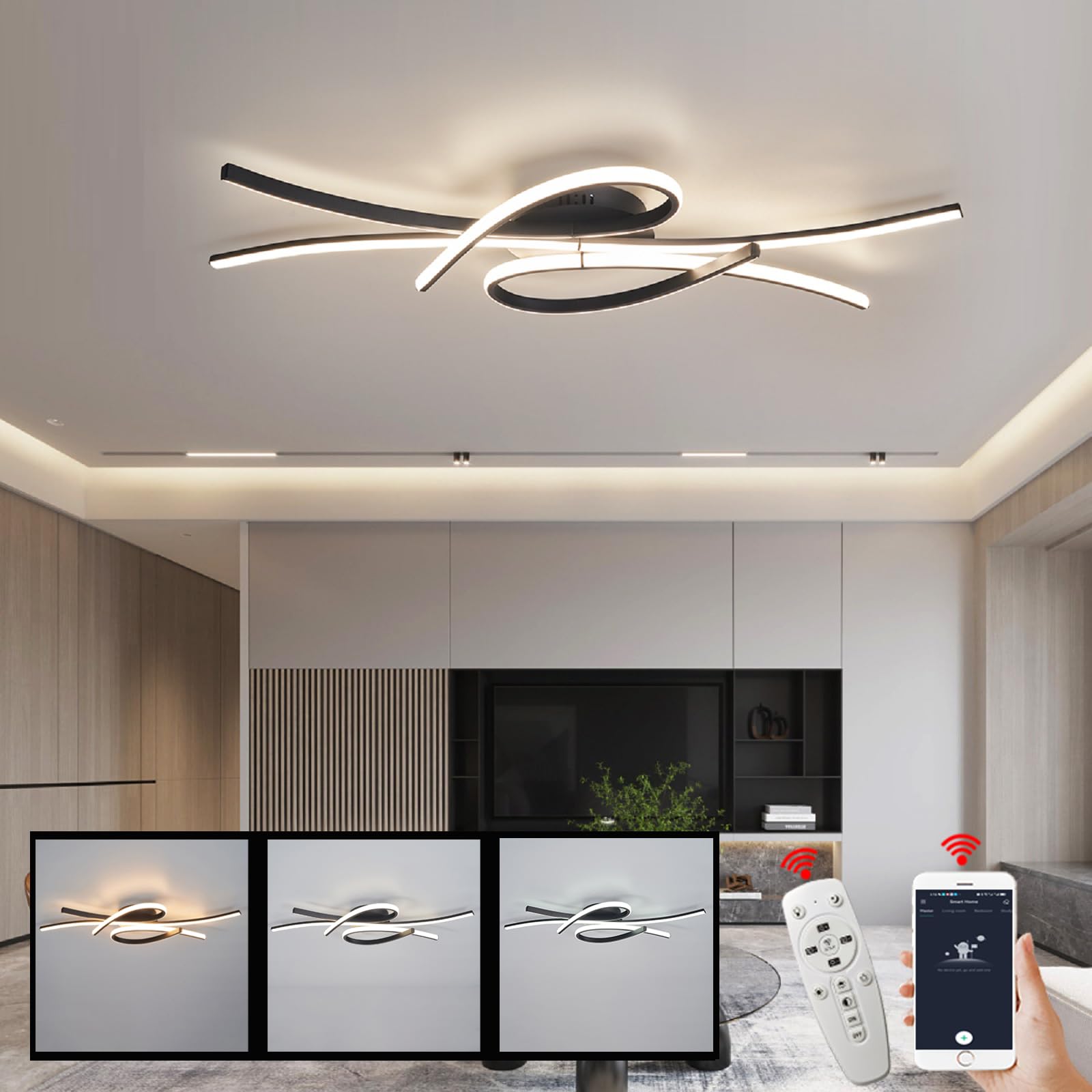 LANGLITIAODENG Modern LED Ceiling Light Fixture,54W 3780 Lumen
